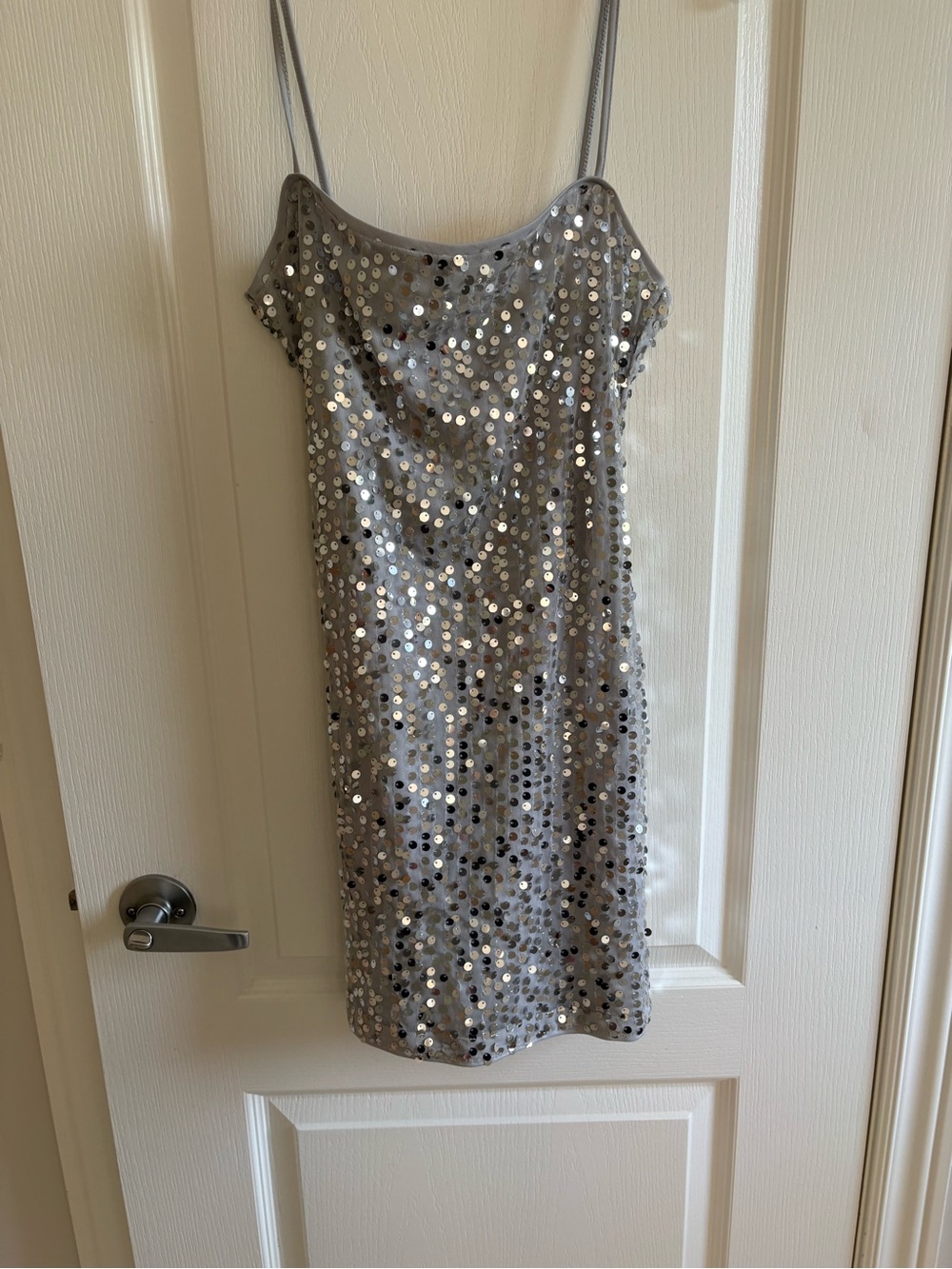 H&M Silver Sequin Slip Mini Dress